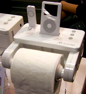 Dispenser para papel de baño con iPod Dock
