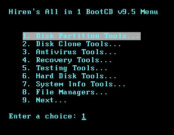 hirens95 Hirens BootCD 9.5, cientos de herramientas para solucionar problemas con la PC