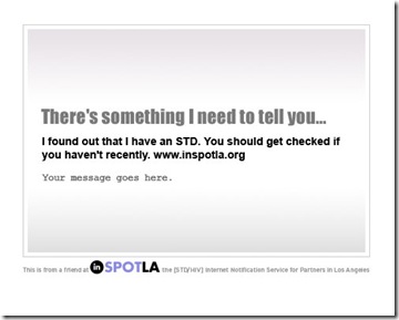 Comunica a tus parejas que quizá los contagiaste con una enfermedad de transmisión usando postales de Internet std Comunica a tus parejas que quizá los contagiaste con una enfermedad de transmisión usando postales de Internet