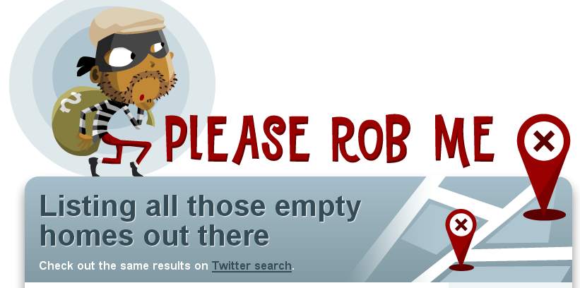 Please Rob Me pleaserobeme Please Rob Me pone en evidencia el peligro de las redes sociales