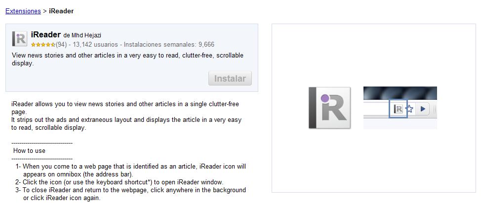 iReader, extensión para mejorar la lectura en Internet ireader de google iReader, extensión para mejorar la lectura en Internet