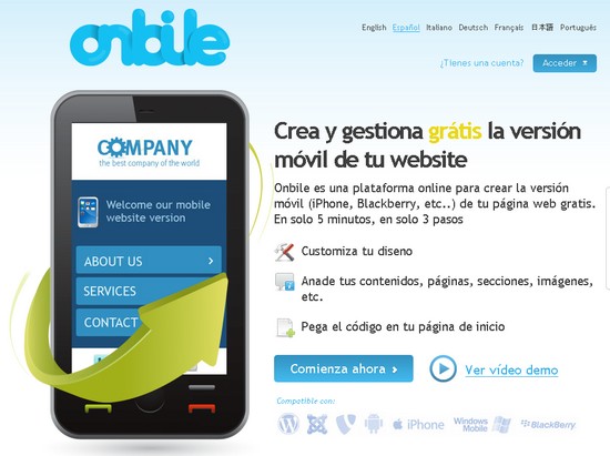 onbile Crea una versión para móviles de tu sitio web