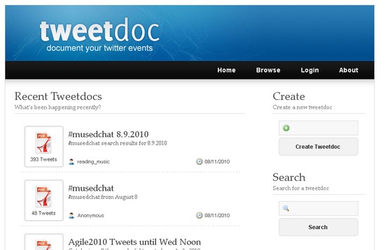 Crear un archivo PDF con un Hashtag de Twitter tweetdoc Crear un archivo PDF con un Hashtag de Twitter