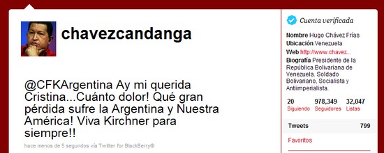 Redes sociales, el medio elegido para comentar sobre la muerte de Nestor Kirchner chavez Redes sociales, el medio elegido para comentar sobre la muerte de Nestor Kirchner