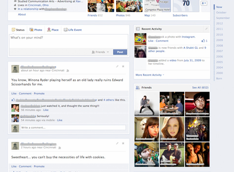 Facebook prueba nuevo Timeline con una sola columna Screen Shot 2012 10 31 at 8.46.54 AM1 Facebook prueba nuevo Timeline con una sola columna