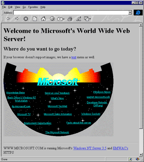 El primer sitio web de Microsoft